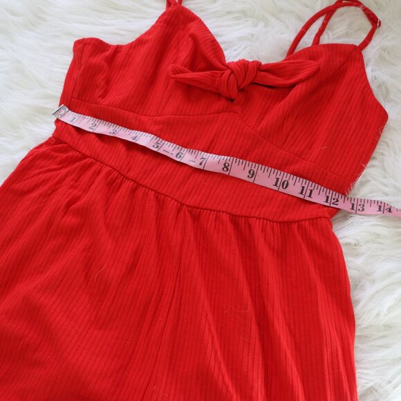 Xhilaration Red Ribbed Romper w/ Bow Detail | Size Small ❤️👗 - Picture 7 of 8